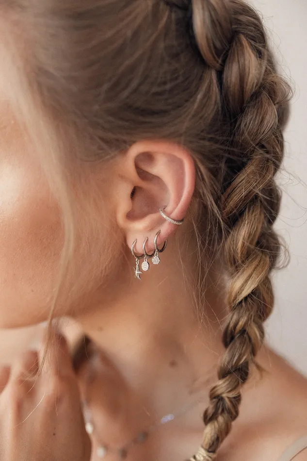 Hey Happiness Earrings Diamond Ear Cuff Sterling Silver Hey Happiness Earrings Diamond Ear Cuff Sterling Silver