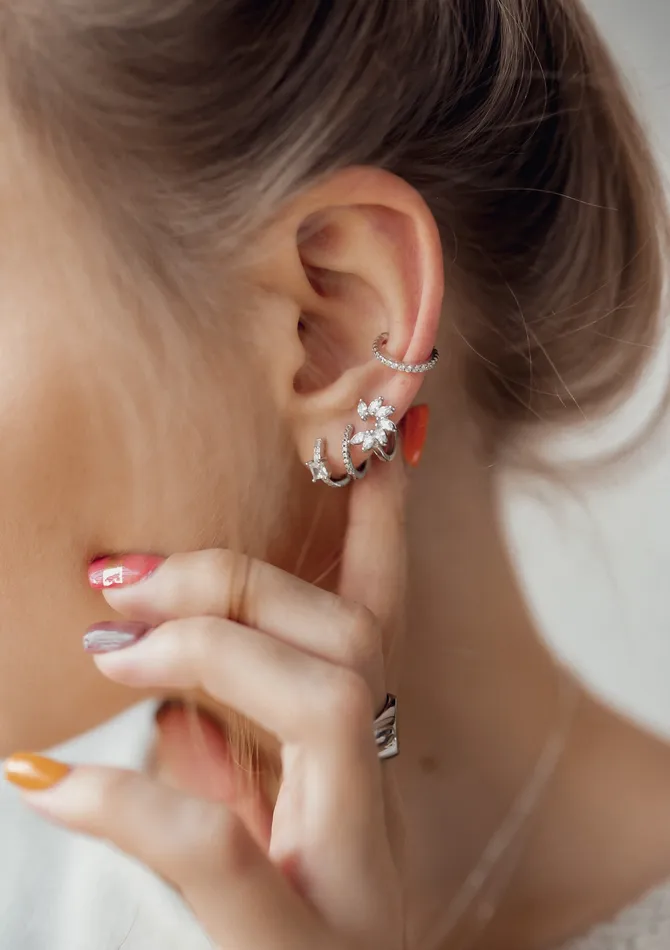 Hey Happiness Earrings Diamond Ear Cuff Sterling Silver Hey Happiness Earrings Diamond Ear Cuff Sterling Silver