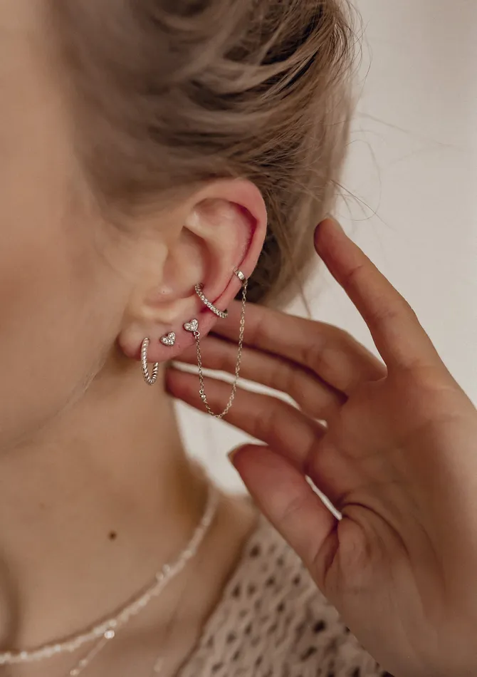 Hey Happiness Earrings Diamond Ear Cuff Sterling Silver Hey Happiness Earrings Diamond Ear Cuff Sterling Silver