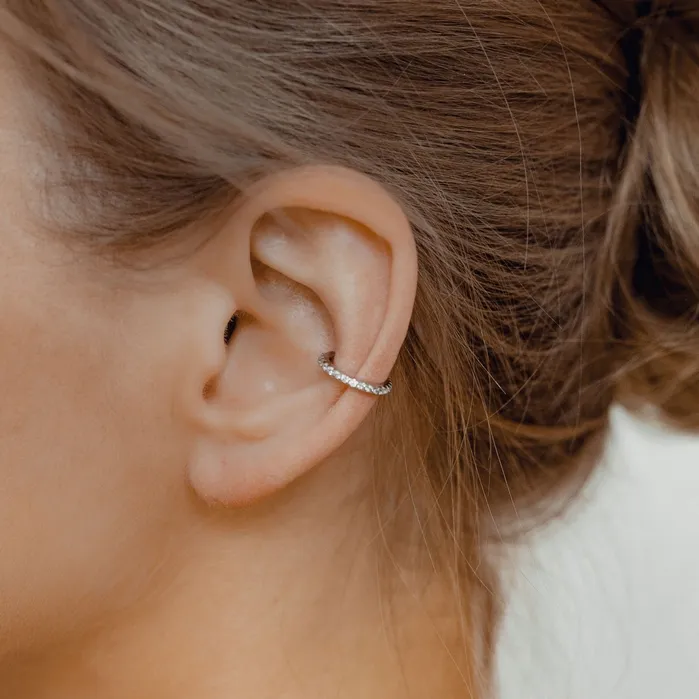 Hey Happiness Earrings Diamond Ear Cuff Sterling Silver Hey Happiness Earrings Diamond Ear Cuff Sterling Silver