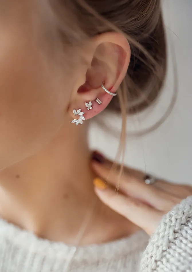 Hey Happiness Earrings Diamond Ear Cuff Sterling Silver Hey Happiness Earrings Diamond Ear Cuff Sterling Silver