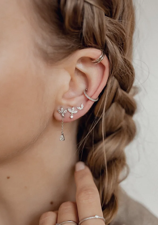 Hey Happiness Earrings Diamond Ear Cuff Sterling Silver Hey Happiness Earrings Diamond Ear Cuff Sterling Silver