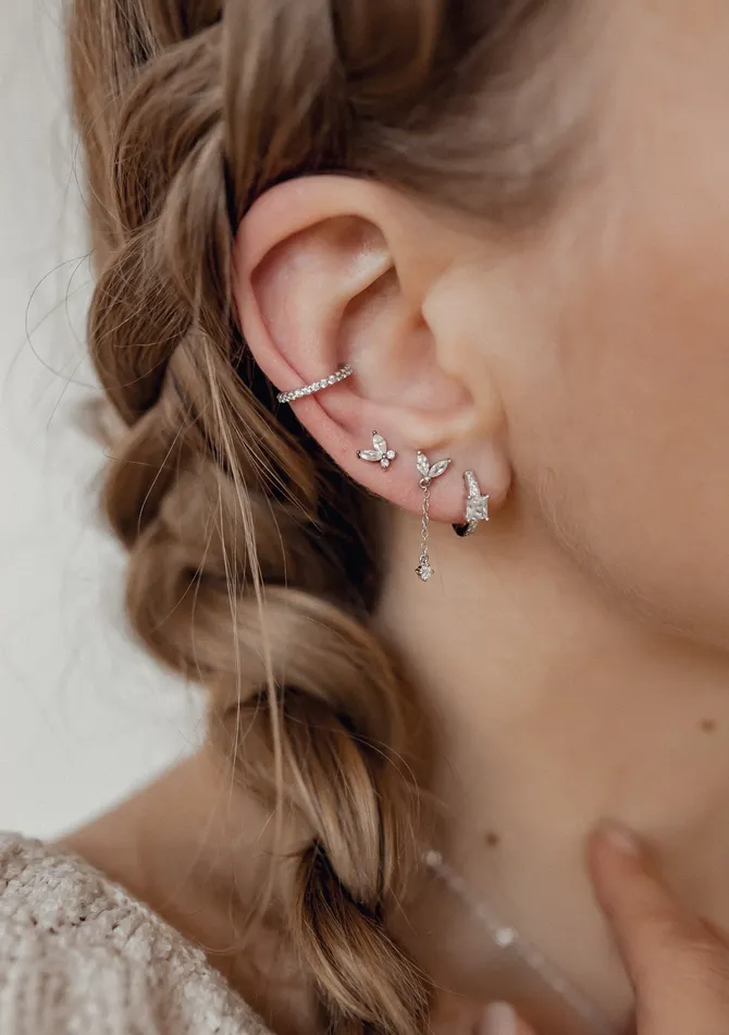 Hey Happiness Earrings Diamond Ear Cuff Sterling Silver Hey Happiness Earrings Diamond Ear Cuff Sterling Silver
