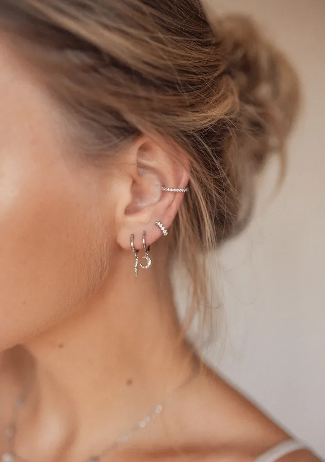 Hey Happiness Earrings Diamond Ear Cuff Sterling Silver Hey Happiness Earrings Diamond Ear Cuff Sterling Silver