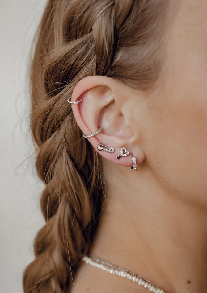 Hey Happiness Earrings Diamond Ear Cuff Sterling Silver Hey Happiness Earrings Diamond Ear Cuff Sterling Silver