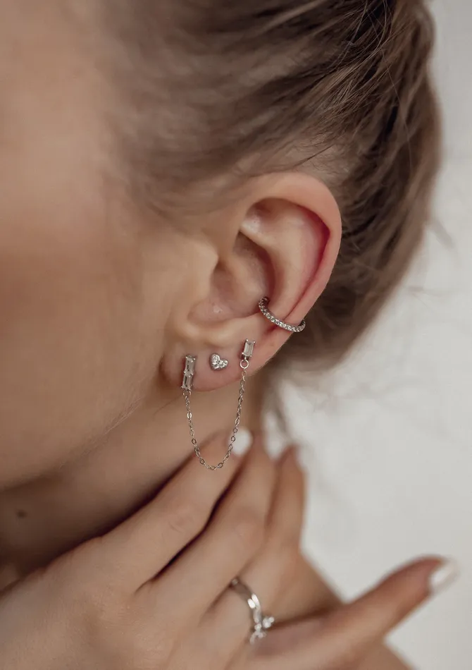 Hey Happiness Earrings Diamond Ear Cuff Sterling Silver Hey Happiness Earrings Diamond Ear Cuff Sterling Silver