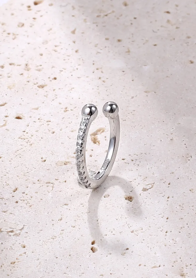 Hey Happiness Earrings Diamond Ear Cuff Sterling Silver Hey Happiness Earrings Diamond Ear Cuff Sterling Silver