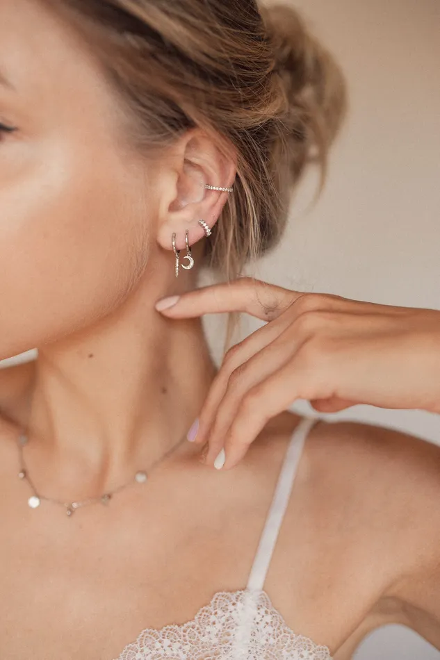 Hey Happiness Earrings Diamond Ear Cuff Sterling Silver Hey Happiness Earrings Diamond Ear Cuff Sterling Silver
