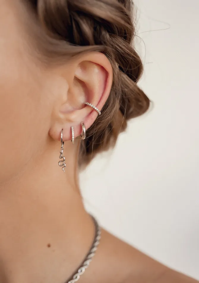 Hey Happiness Earrings Diamond Ear Cuff Sterling Silver Hey Happiness Earrings Diamond Ear Cuff Sterling Silver