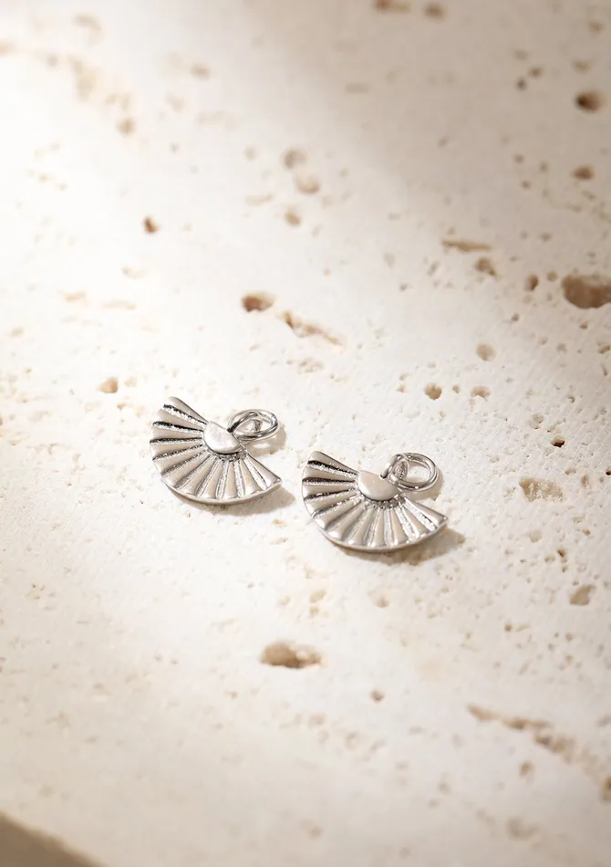 Hey Happiness Earrings Fan Charm Hoop Earrings Sterling Silver Hey Happiness Earrings Fan Charm Hoop Earrings Sterling Silver