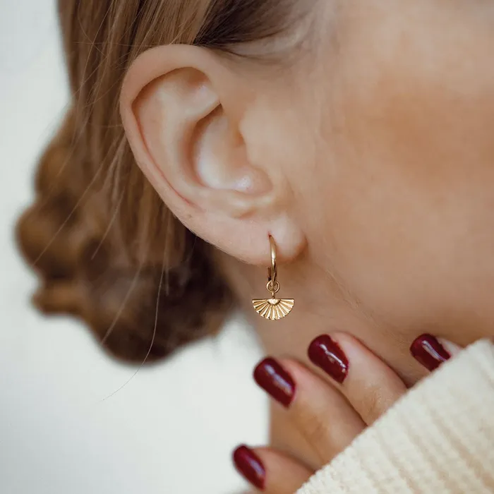 Hey Happiness Earrings Fan Charm Hoop Earrings Sterling Silver Hey Happiness Earrings Fan Charm Hoop Earrings Sterling Silver