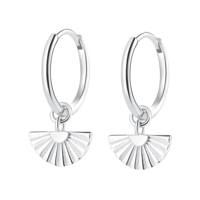 Hey Happiness Earrings Fan Charm Hoop Earrings Sterling Silver Hey Happiness Earrings Fan Charm Hoop Earrings Sterling Silver
