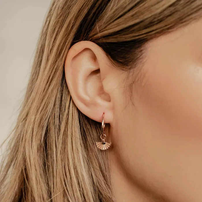 Hey Happiness Earrings Fan Charm Hoop Earrings Sterling Silver Hey Happiness Earrings Fan Charm Hoop Earrings Sterling Silver