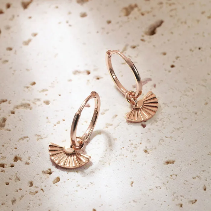 Hey Happiness Earrings Fan Charm Hoop Earrings Sterling Silver Hey Happiness Earrings Fan Charm Hoop Earrings Sterling Silver