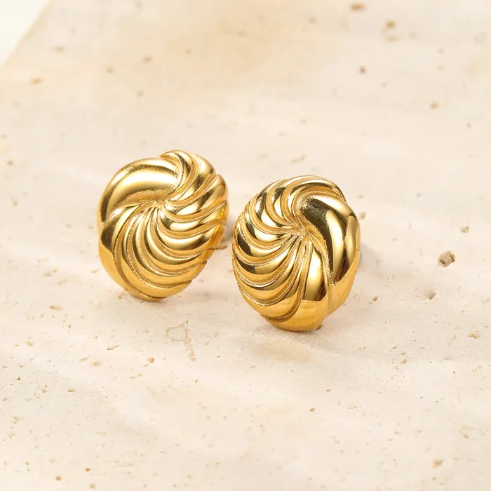 Hey Happiness Earrings Spiral Oversized Stud Earrings Waterproof Hey Happiness Earrings Spiral Oversized Stud Earrings Waterproof