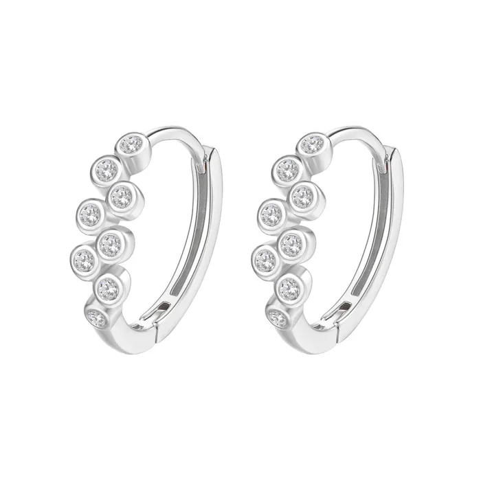 Hey Happiness Earrings Sprinkle Huggie Hoop Earrings Sterling Silver