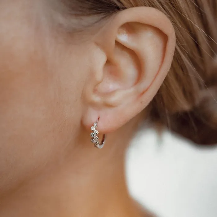 Hey Happiness Earrings Sprinkle Huggie Hoop Earrings Sterling Silver Hey Happiness Earrings Sprinkle Huggie Hoop Earrings Sterling Silver