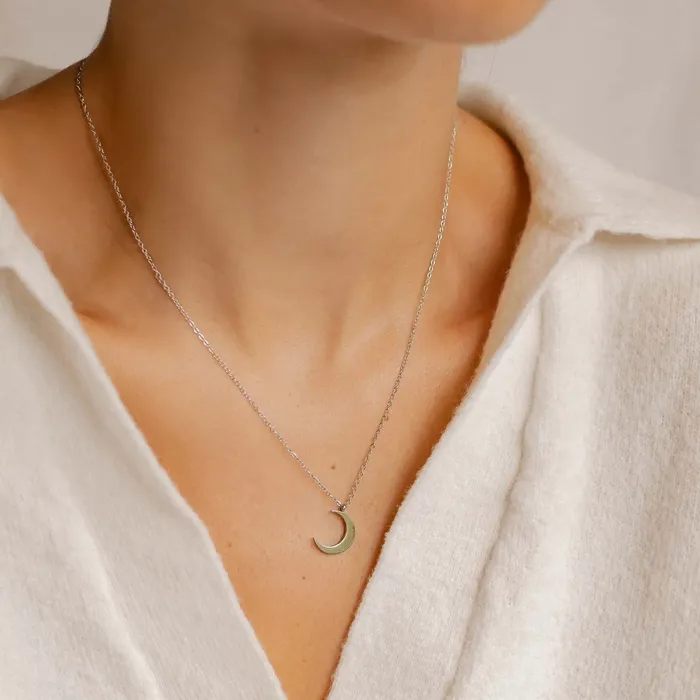 Hey Happiness Necklaces Half Moon Delicate Necklace Silver Hey Happiness Necklaces Half Moon Delicate Necklace Silver