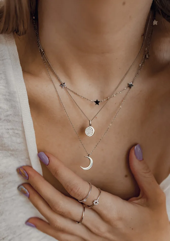 Hey Happiness Necklaces Half Moon Delicate Necklace Silver Hey Happiness Necklaces Half Moon Delicate Necklace Silver