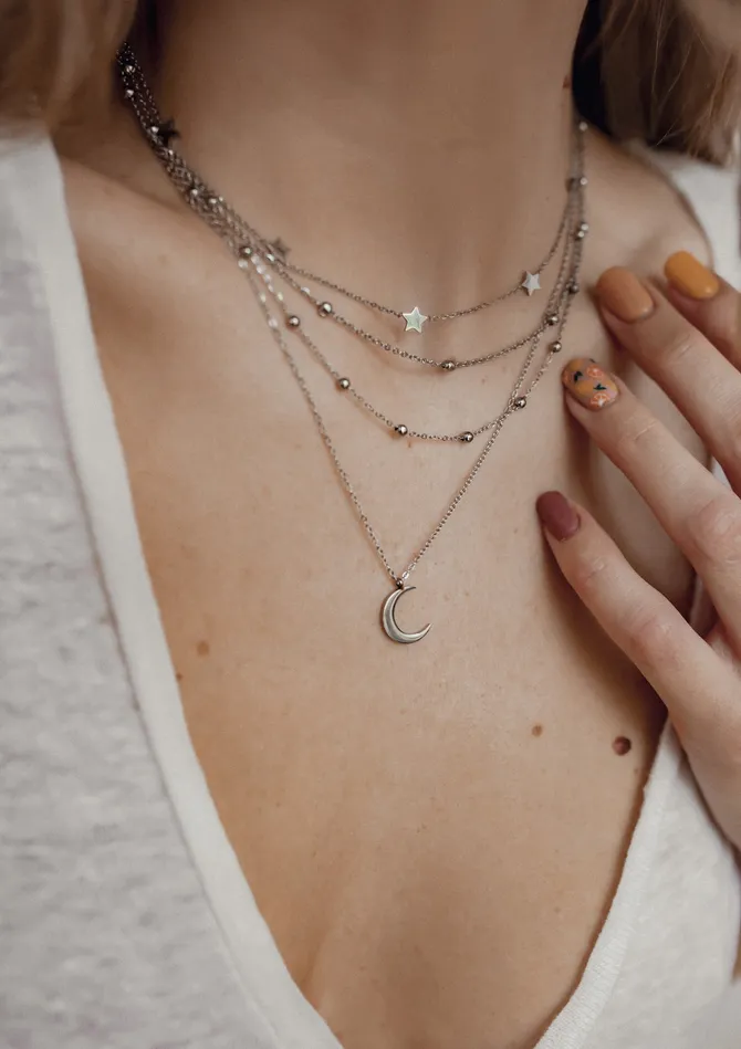 Hey Happiness Necklaces Half Moon Delicate Necklace Silver Hey Happiness Necklaces Half Moon Delicate Necklace Silver