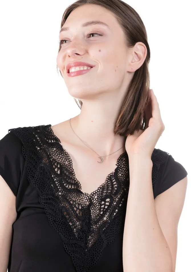 Hey Happiness Necklaces Half Moon Delicate Necklace Silver Hey Happiness Necklaces Half Moon Delicate Necklace Silver