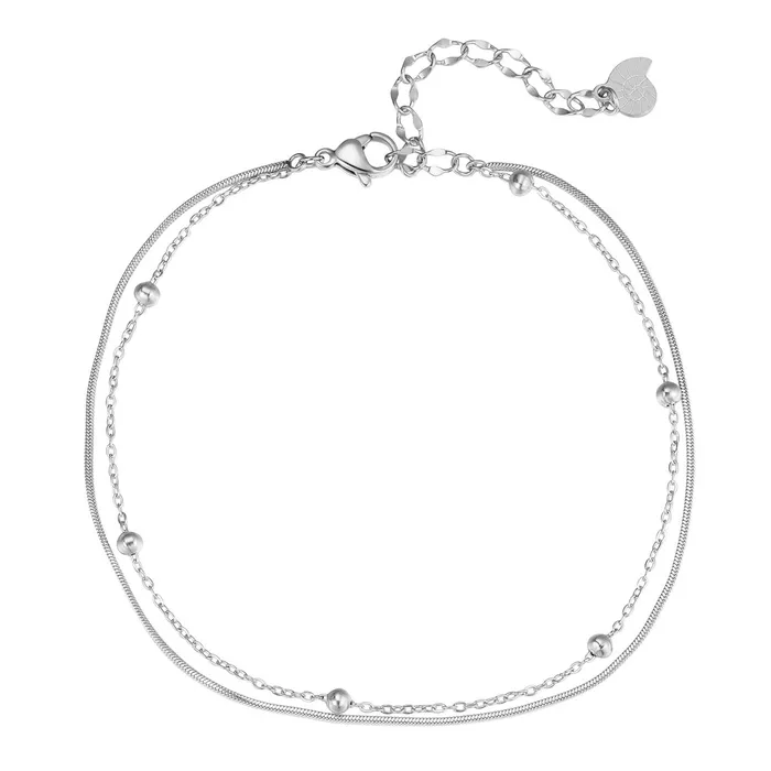 Hey Happiness Necklaces Layered Bobble Chain Anklet Silver