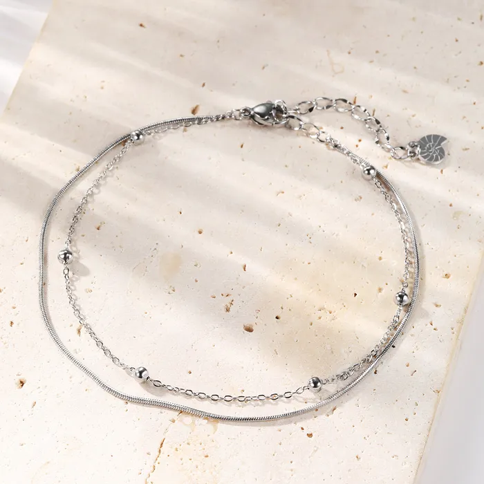 Hey Happiness Necklaces Layered Bobble Chain Anklet Silver Hey Happiness Necklaces Layered Bobble Chain Anklet Silver