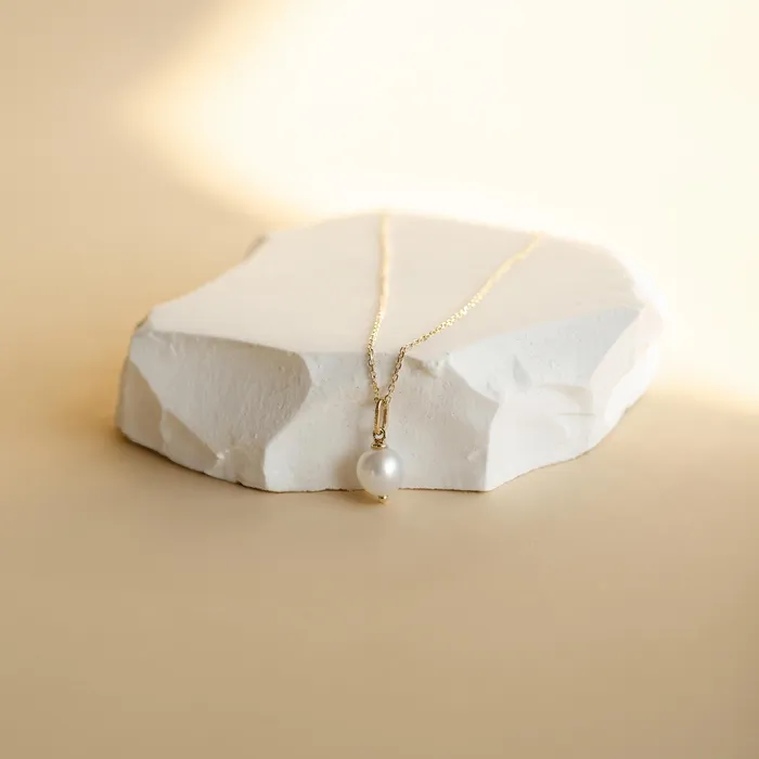 Hey Happiness Necklaces New Beginnings Pearl Pendant Necklace 14K Gold Hey Happiness Necklaces New Beginnings Pearl Pendant Necklace 14K Gold