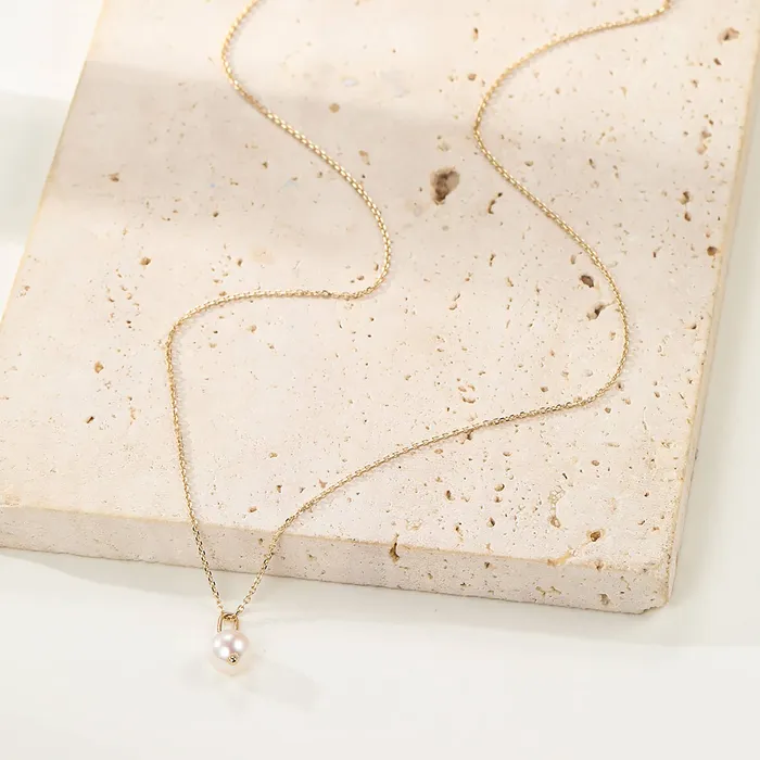 Hey Happiness Necklaces New Beginnings Pearl Pendant Necklace 14K Gold Hey Happiness Necklaces New Beginnings Pearl Pendant Necklace 14K Gold