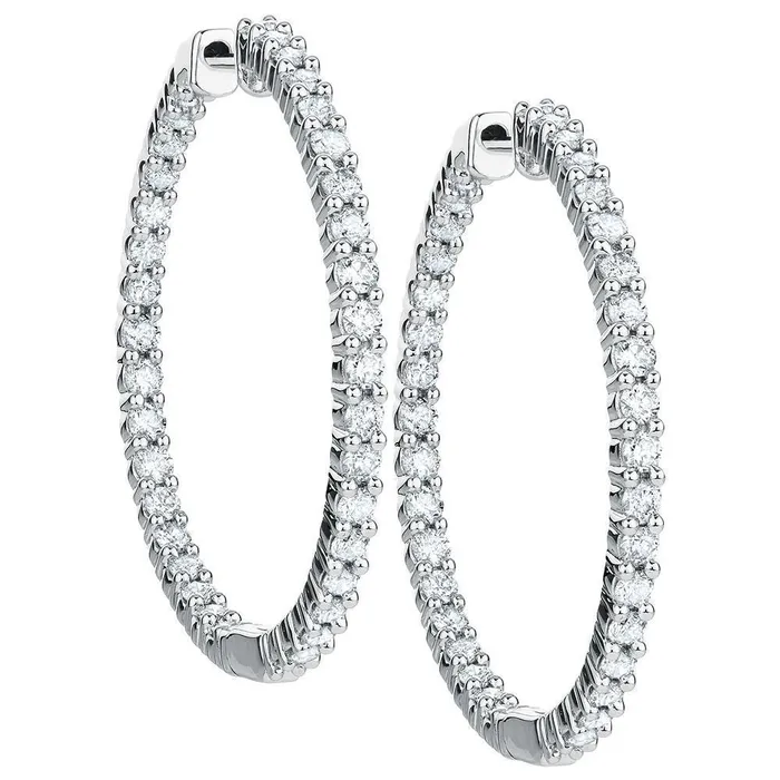 Hoop Earring White Gold 35 Ct Round Brilliant Cut Natural Earth Mined Diamond GB Earrings Hoop Earring White Gold 35 Ct Round Brilliant Cut Natural Earth Mined Diamond GB Earrings