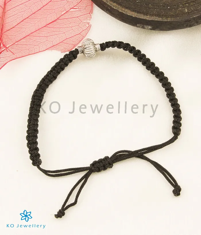 Jaipur Bracelets The Mandala Silver Black Thread Bracelet