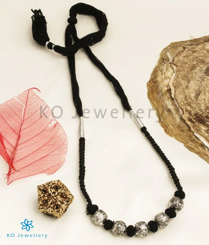 Jaipur Necklaces The Mrudula Silver Thread Necklace Black