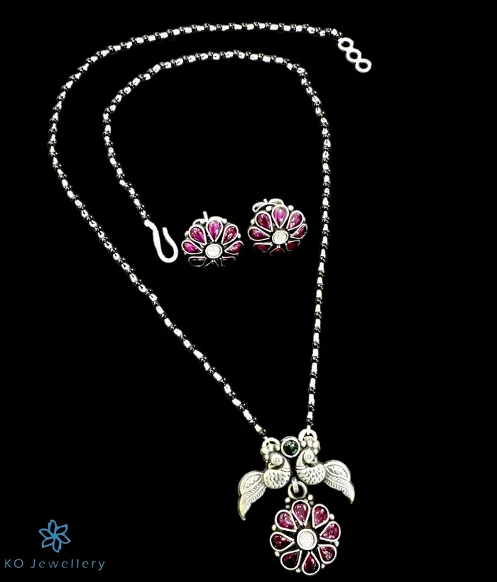 Kolhapur Earrings The Mudra Silver Kempu Mangalsutra Earrings