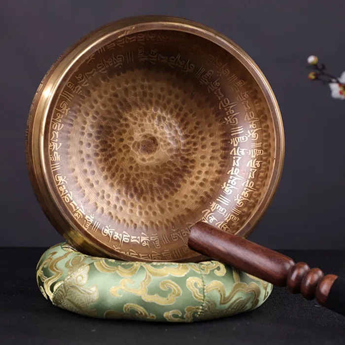 Life Changing Energy Rings Decorated and Hammered Tibetan Singing Bowl FREE Mallet and Oring