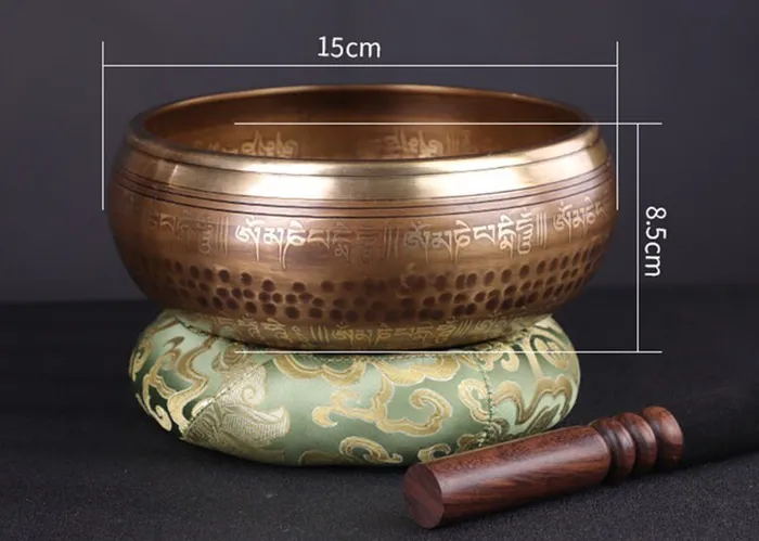 Life Changing Energy Rings Decorated and Hammered Tibetan Singing Bowl FREE Mallet and Oring