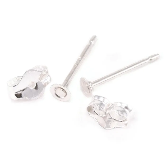 LNK Kits Earrings Sterling Silver Flat Pad Earring Posts and Backs 25mm 5 Pair LNK Kits Earrings Sterling Silver Flat Pad Earring Posts and Backs 25mm 5 Pair