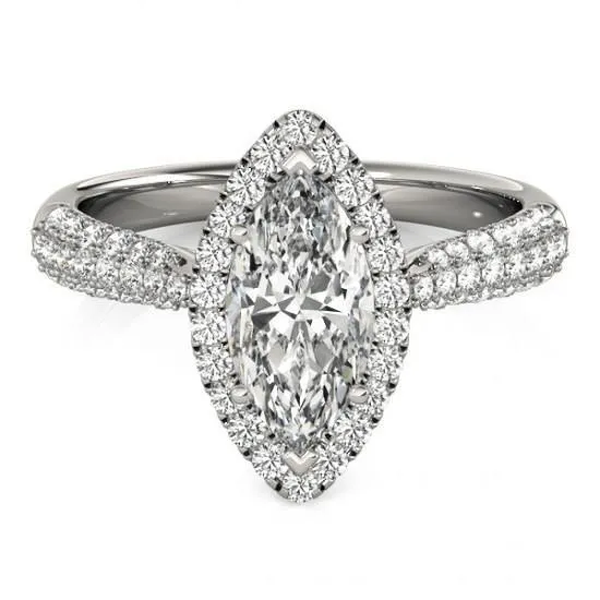 Marquise Natural Earth Mined Diamond Engagement Halo Ring 225 Cts White Gold 14K GB Rings Marquise Natural Earth Mined Diamond Engagement Halo Ring 225 Cts White Gold 14K GB Rings