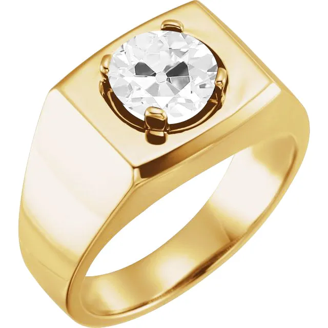 Mens Old Mine Cut Round Natural Diamond Thick Shank Yellow Gold Ring 2 Carats HarryChadEntcom Rings Mens Old Mine Cut Round Natural Diamond Thick Shank Yellow Gold Ring 2 Carats HarryChadEntcom Rings