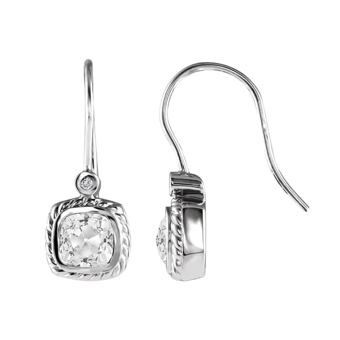 Mined Diamond Old Cut Cushion Dangle Earrings Bezel Twisted Set 425 Carats HarryChadEntcom Earrings Mined Diamond Old Cut Cushion Dangle Earrings Bezel Twisted Set 425 Carats HarryChadEntcom Earrings