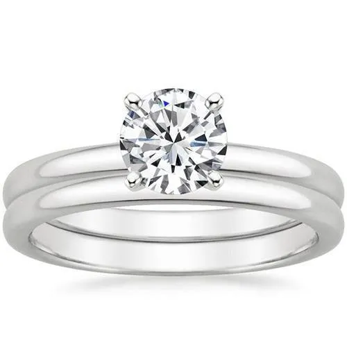 Natural Earth Mined Diamond Solitaire Ring Band Set 3 Carats 18K White Gold Comfort Fit GB Rings