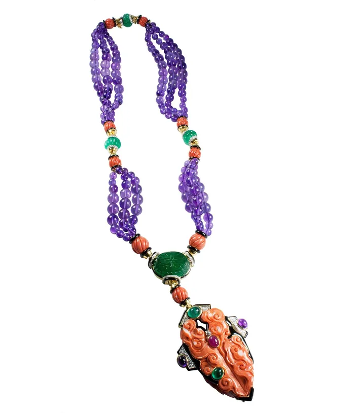 Necklaces Carved Coral MultiStrand Necklace David Webb Workshop