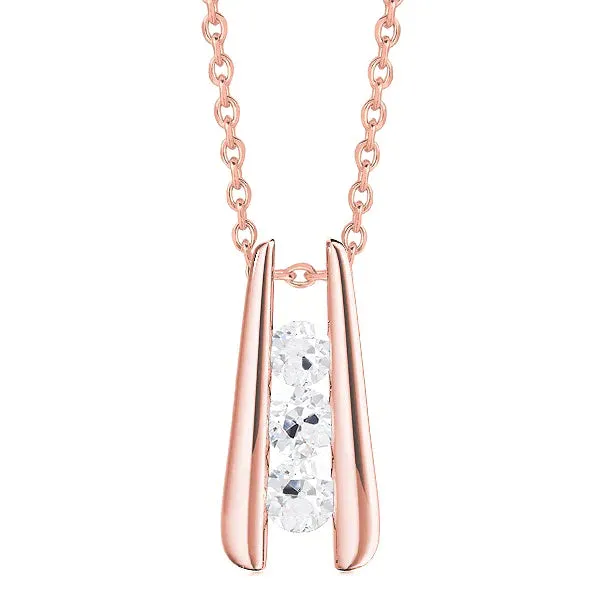 Necklaces Floating Natural Earth Mined Diamond Rose Gold Necklace HarryChadEntcom