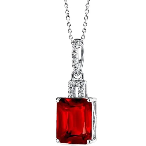 Necklaces GB 535 Ct Ruby With Natural Earth Mined Diamonds Pendant Necklace 14K White Gold Necklaces GB 535 Ct Ruby With Natural Earth Mined Diamonds Pendant Necklace 14K White Gold