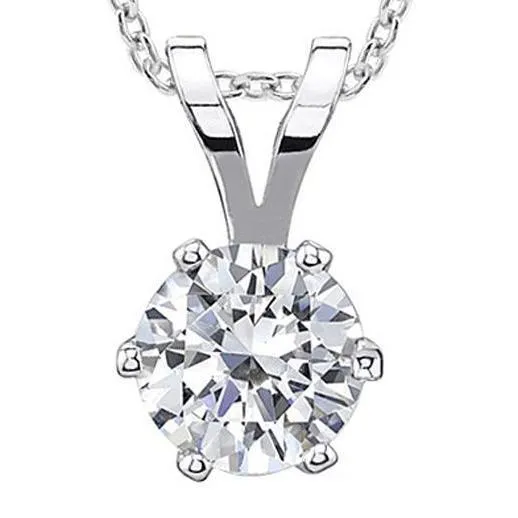 Necklaces GB Six Prong Set Solitaire Natural Earth Mined Diamond Necklace Pendant 150 Carat WG 14K Necklaces GB Six Prong Set Solitaire Natural Earth Mined Diamond Necklace Pendant 150 Carat WG 14K