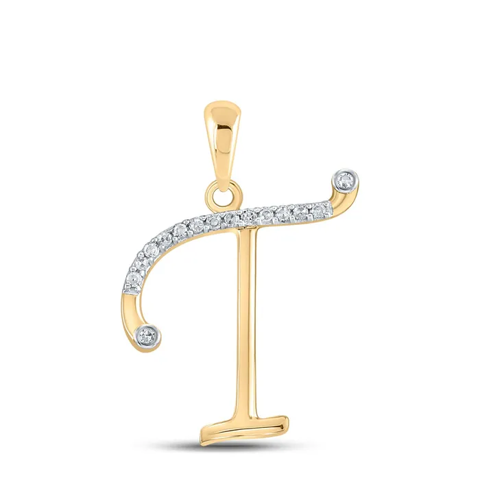 Necklaces GND 10kt Yellow Gold Womens Round Diamond T Initial Letter Pendant 110 Cttw GND Necklaces GND 10kt Yellow Gold Womens Round Diamond T Initial Letter Pendant 110 Cttw GND