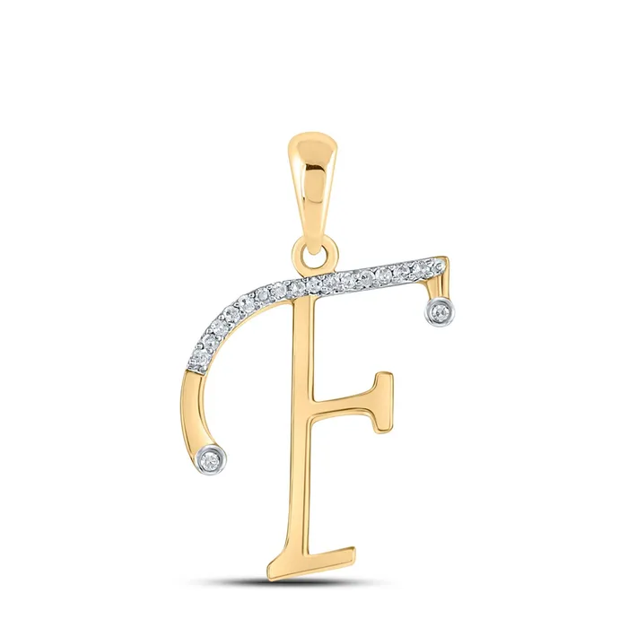 Necklaces GND GND 10kt Yellow Gold Womens Round Diamond F Initial Letter Pendant 112 Cttw Necklaces GND GND 10kt Yellow Gold Womens Round Diamond F Initial Letter Pendant 112 Cttw