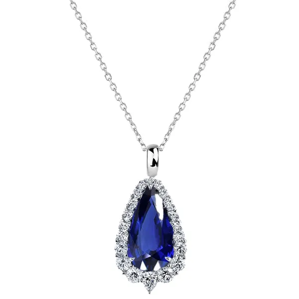 Necklaces HarryChadEntcom Pear Sri Lankan Sapphire Halo Teardrop Pendant Natural Earth Mined Diamond 275 Carats Necklaces HarryChadEntcom Pear Sri Lankan Sapphire Halo Teardrop Pendant Natural Earth Mined Diamond 275 Carats