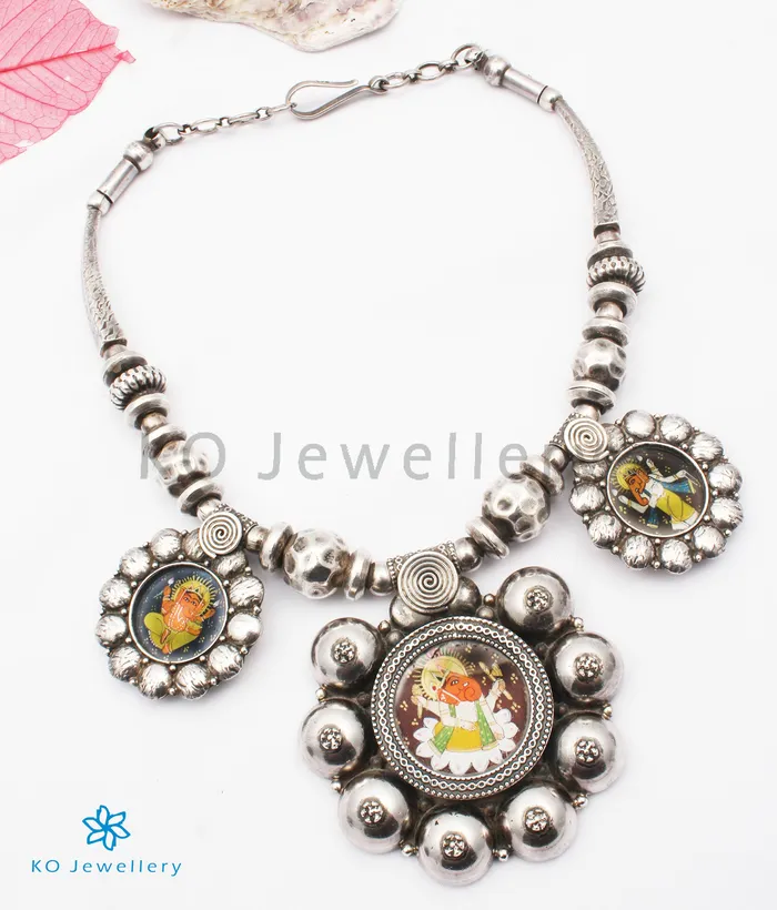 Necklaces Jaipur The Devavat Antique Silver Ganesha Necklace
