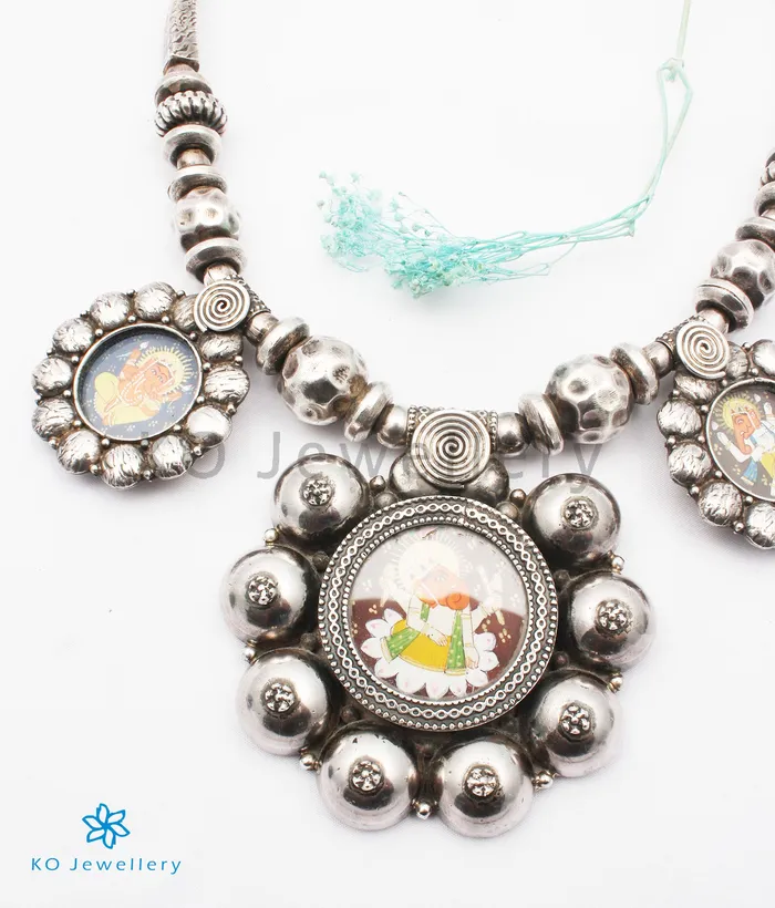 Necklaces Jaipur The Devavat Antique Silver Ganesha Necklace