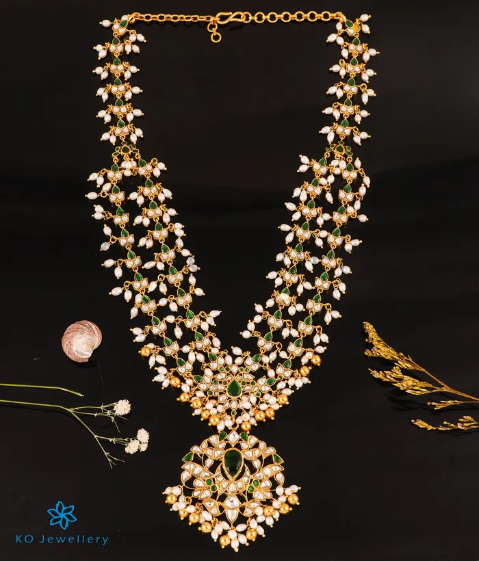 Necklaces Kundan The Mehak Silver KundanJadau Pearl Necklace Green